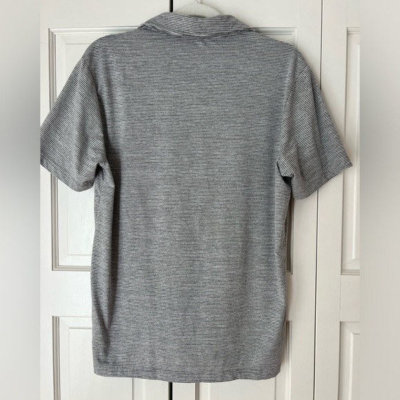 Grey Striped Sports Polo - size M - Picture 2 of 6